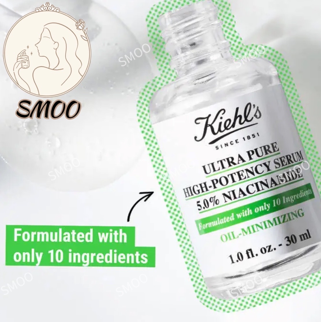 Kiehl's Ultra Pure High-Potency Serum 5.0% Niacinamide/9.8% Glycolic Acid/1.5% Hyaluronic Acid 30ml